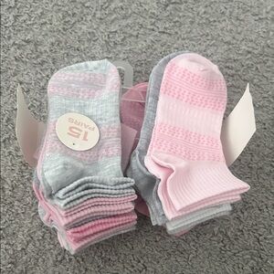 Gray and Pink Low-Cut Socks Pack - girls 14 Pairs